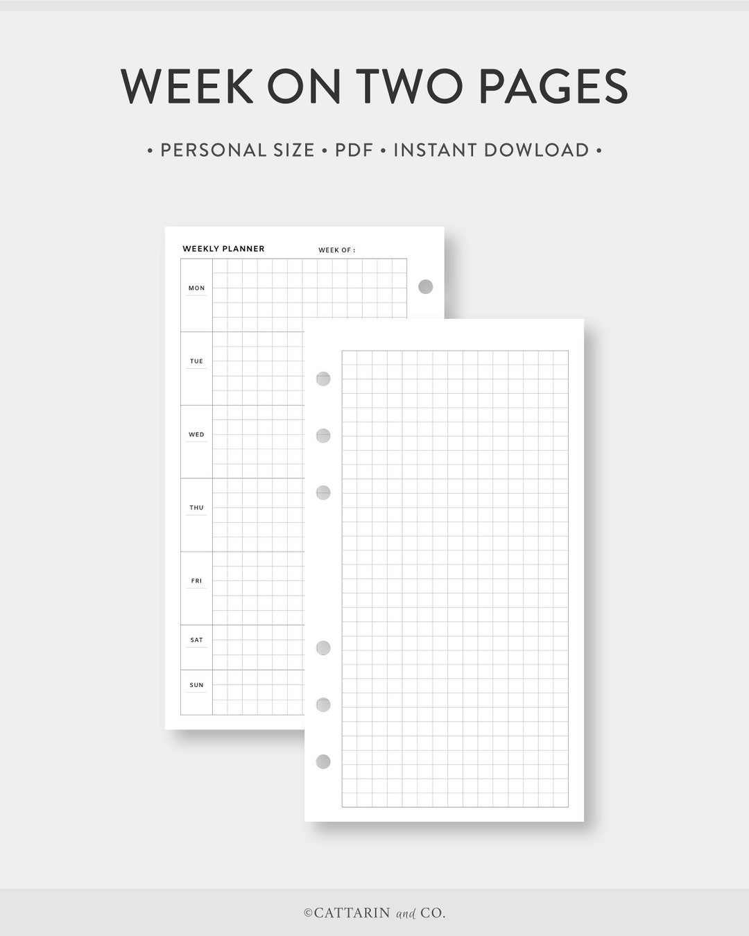 Personal, Undated Weekly Planner Grid Paper | Week on Two Pages | WO2P ...