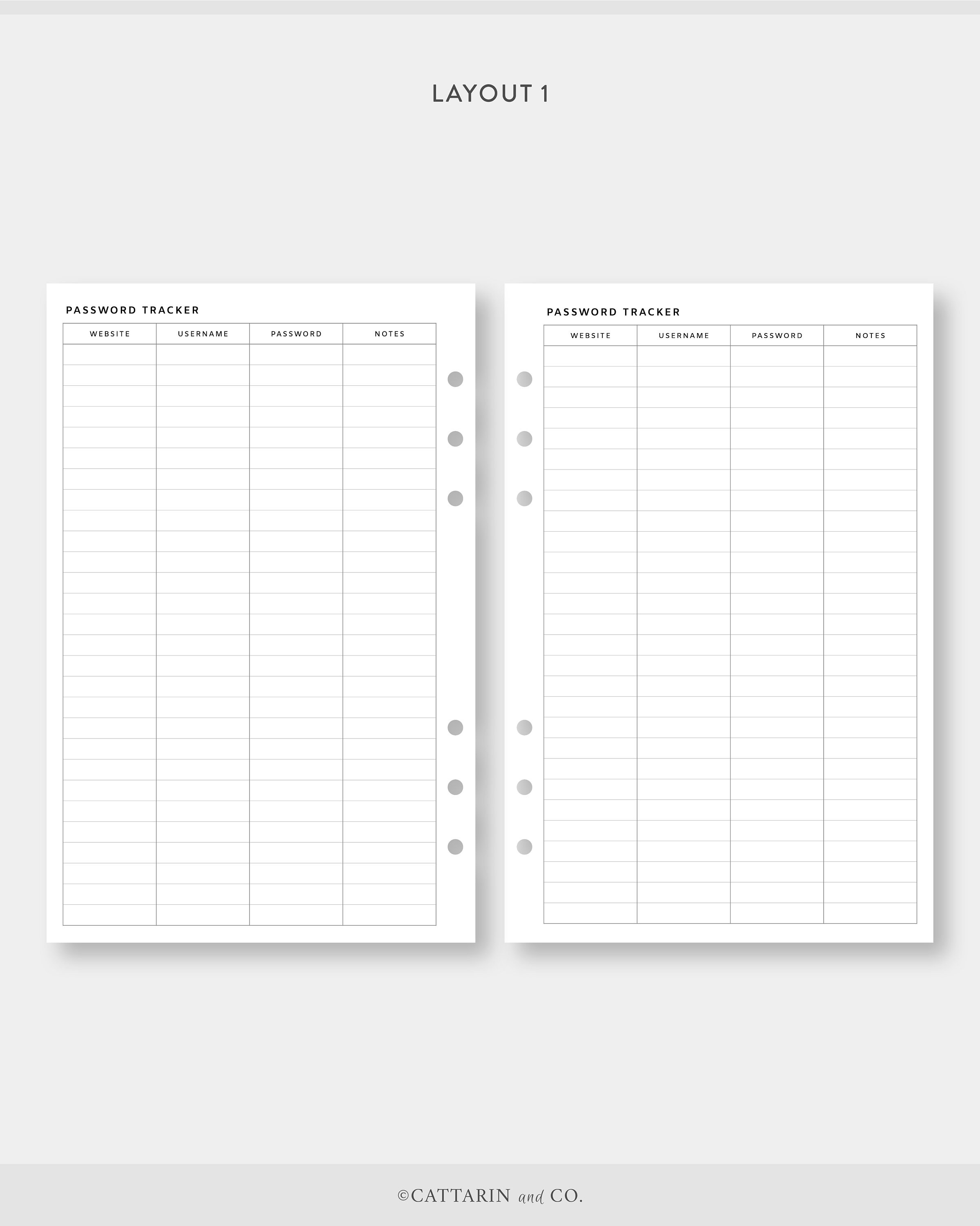 Half Letter, Password Tracker Printable | Password Log Password Keeper ...