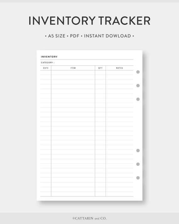 A5 Inventory Tracker Printable Inventory Log List Vertical | Etsy Canada