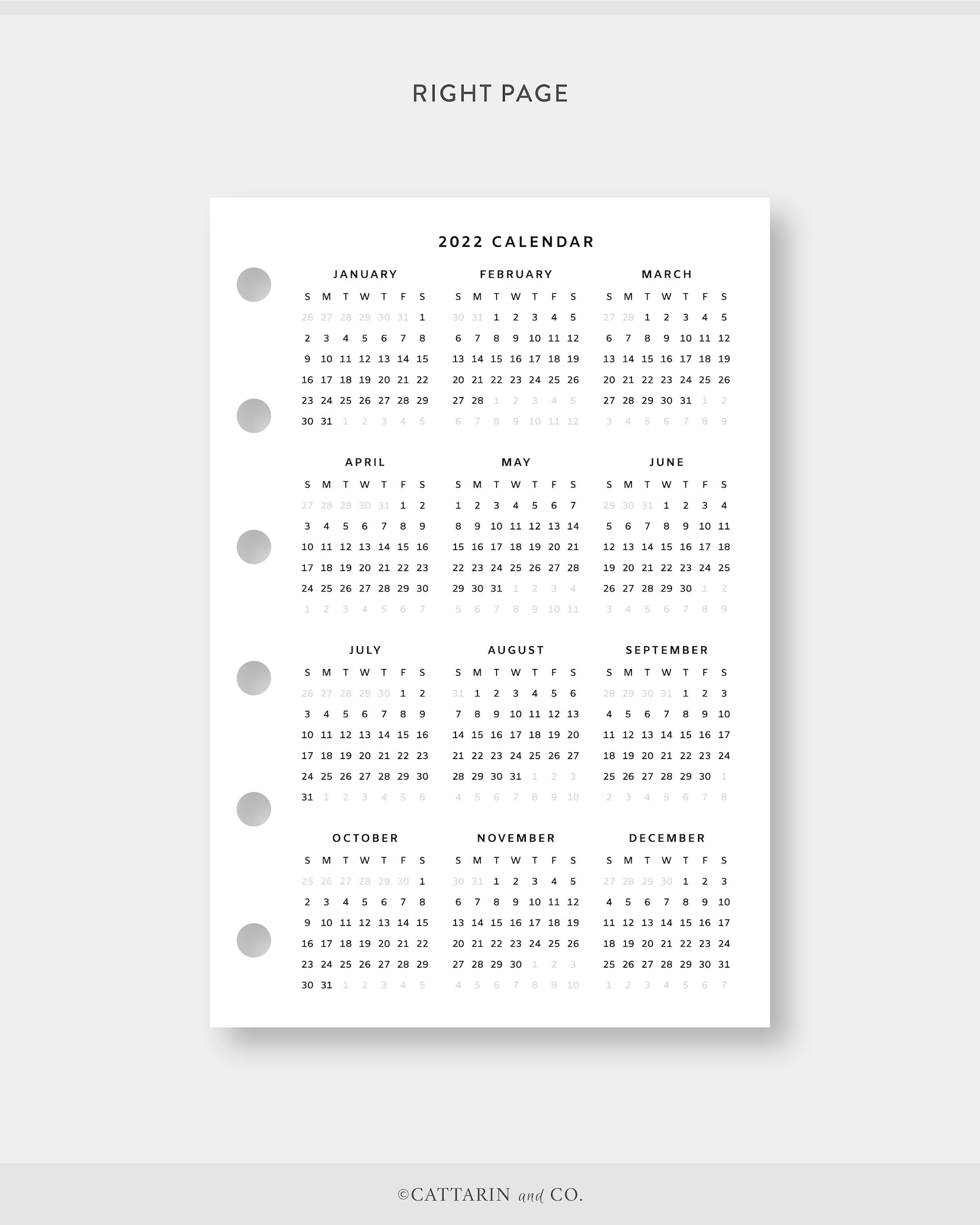 Pocket 2022 Yearly Calendar Printable Year At A Glance Etsy Uk