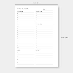 A6, Daily Planner Printable | Fillable , Editable | Day on One Page ...