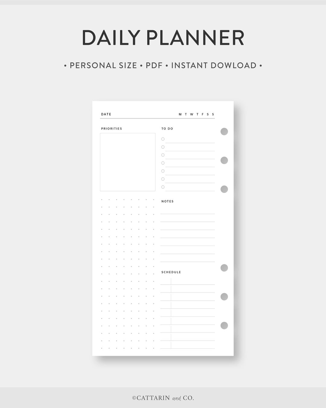 Personal, Undated Daily Planner Printable Day on One Page to Do List ...