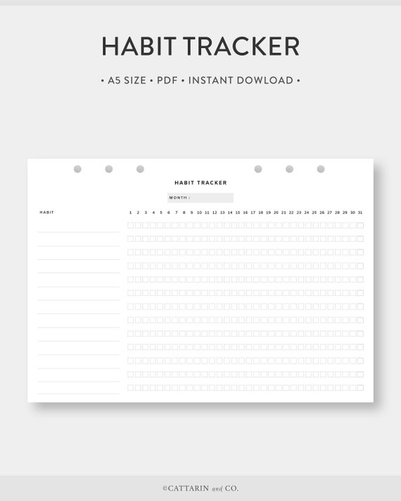 A5, Habit Tracker Printable | Landscape Layout
