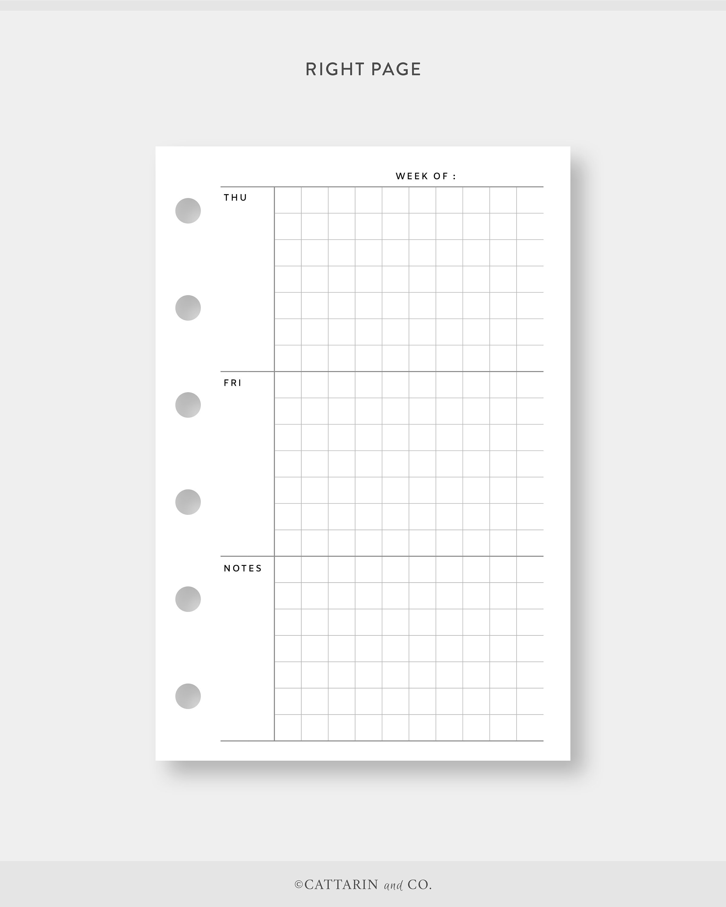 Pocket, 5 Days Weekly Planner Printable Monday Friday, Grid Week on Two ...