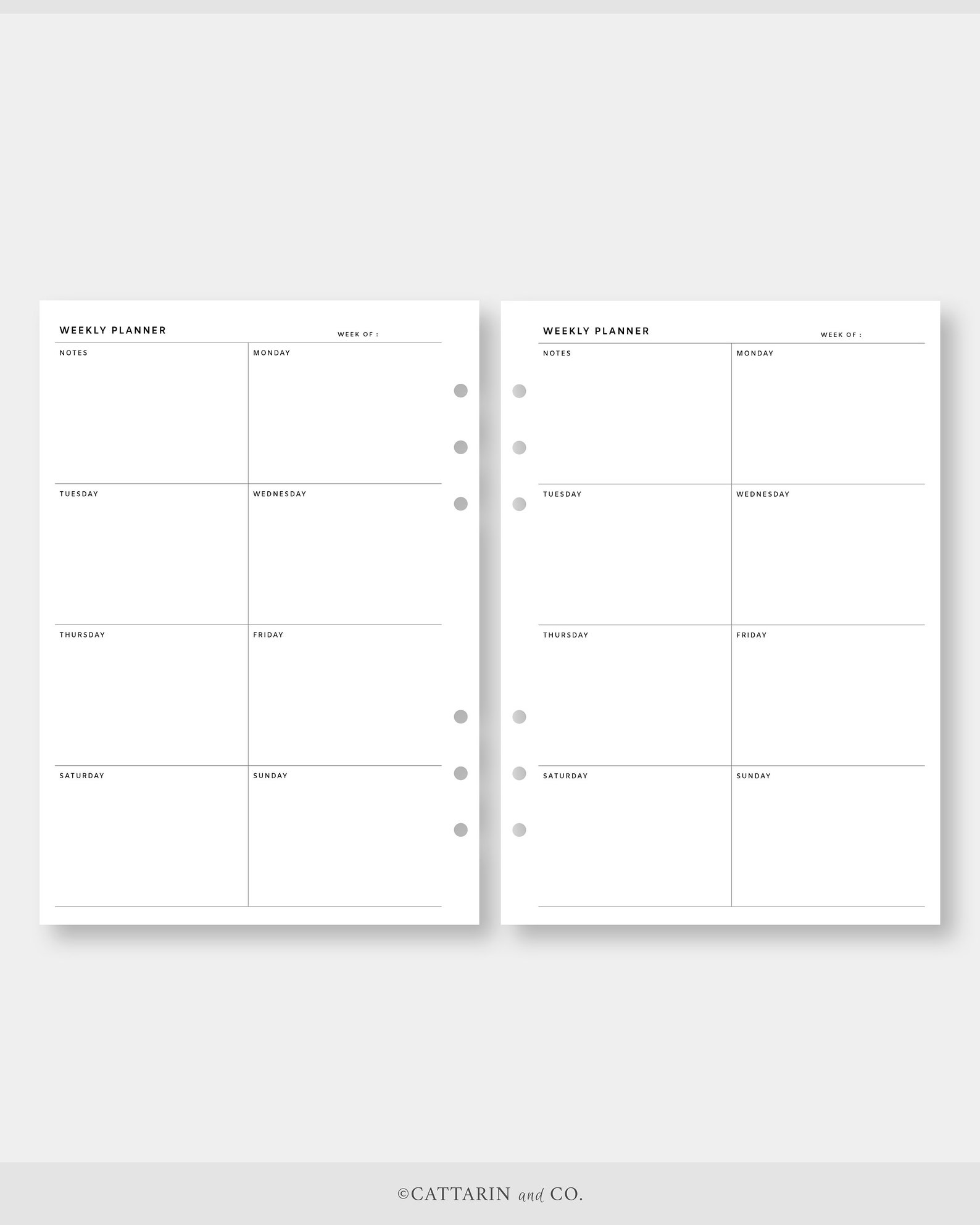 A5, Minimalist Weekly Planner Printable | Week on One Page | WO1P ...