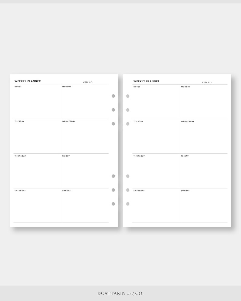 A5, Minimalist Weekly Planner Printable | Week on One Page | WO1P ...