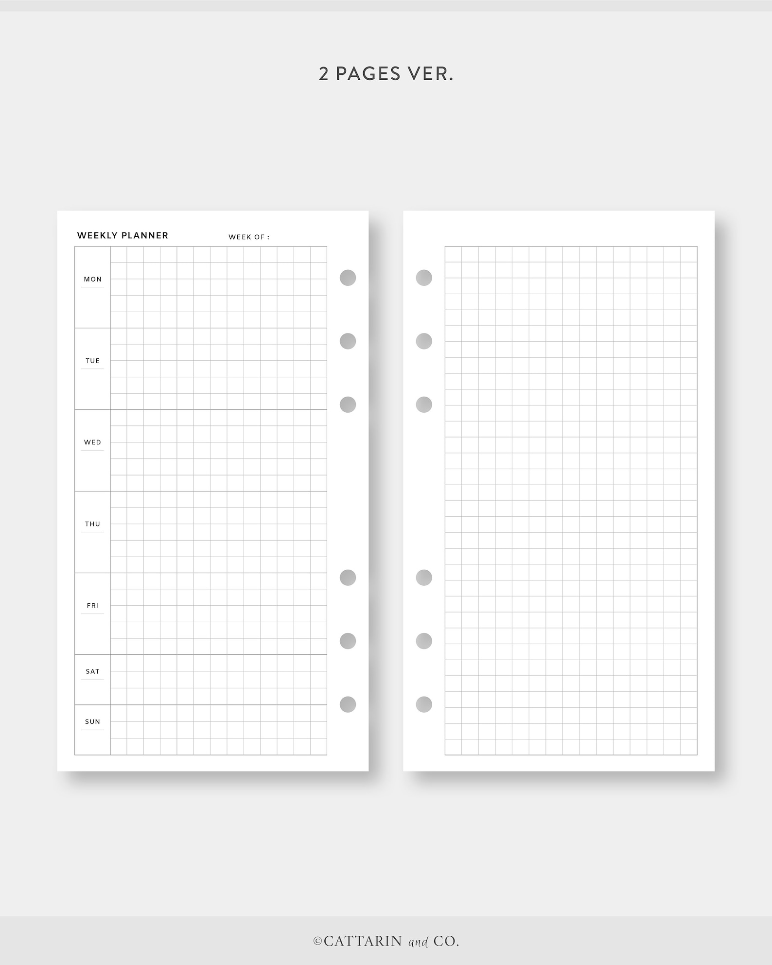 Personal, Undated Weekly Planner Grid Paper | Week on Two Pages | WO2P ...