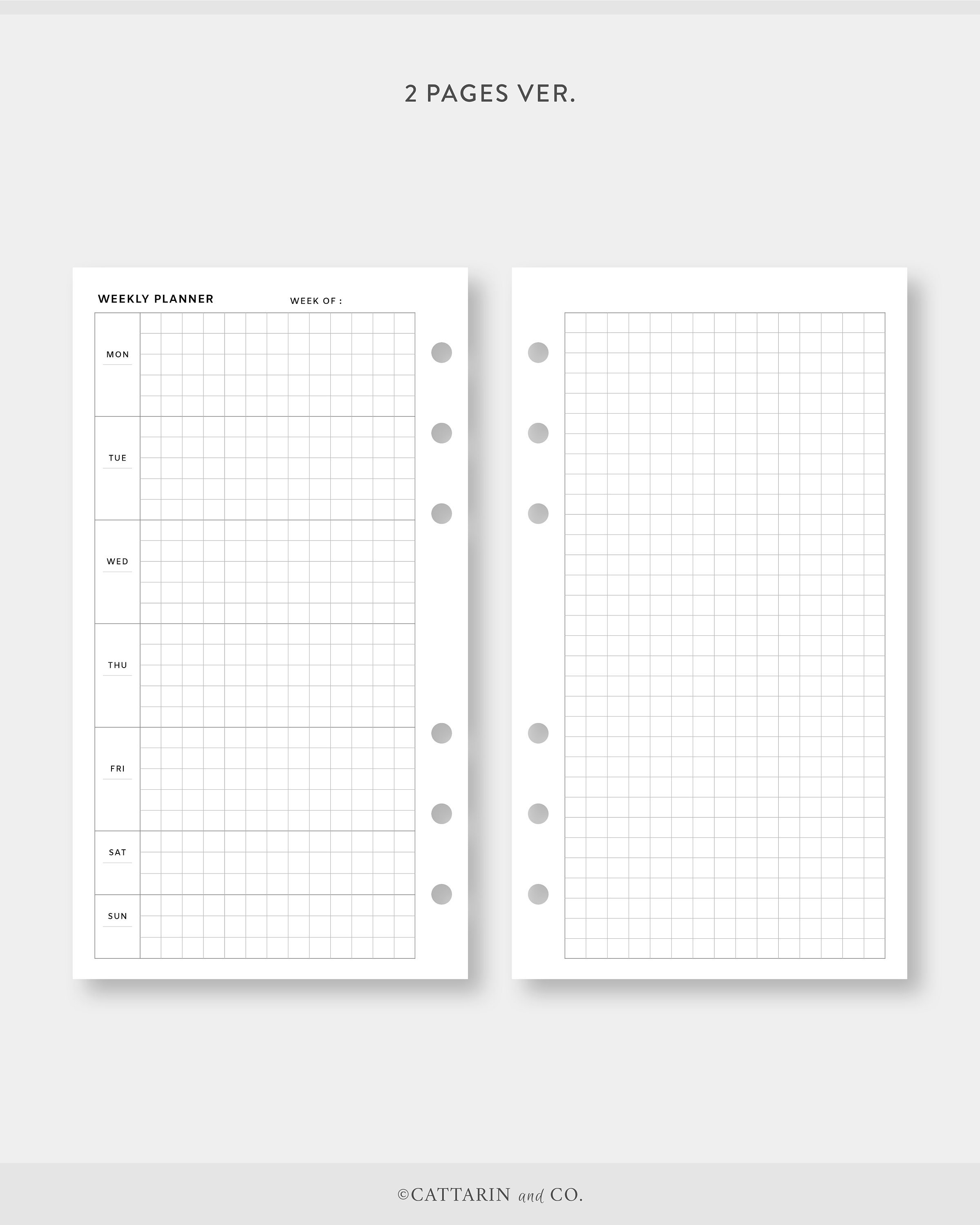 Personal, Undated Weekly Planner Grid Paper | Week on Two Pages | WO2P ...