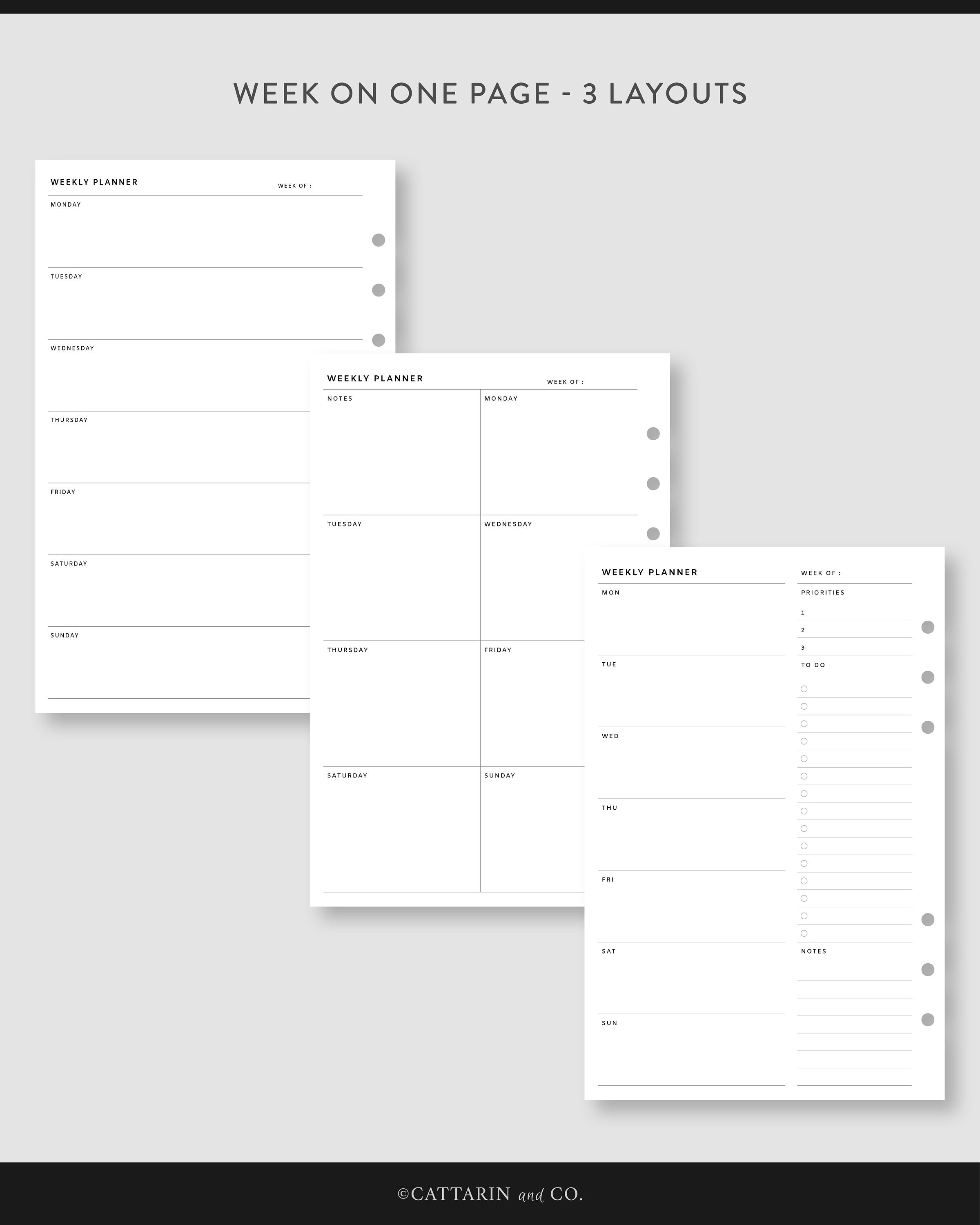 Half Letter, Undated Planner Bundle | Printable Planner Kit | Yearly ...