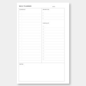 Half Letter, Daily Planner Printable | Day on One Page | Undated Simple ...