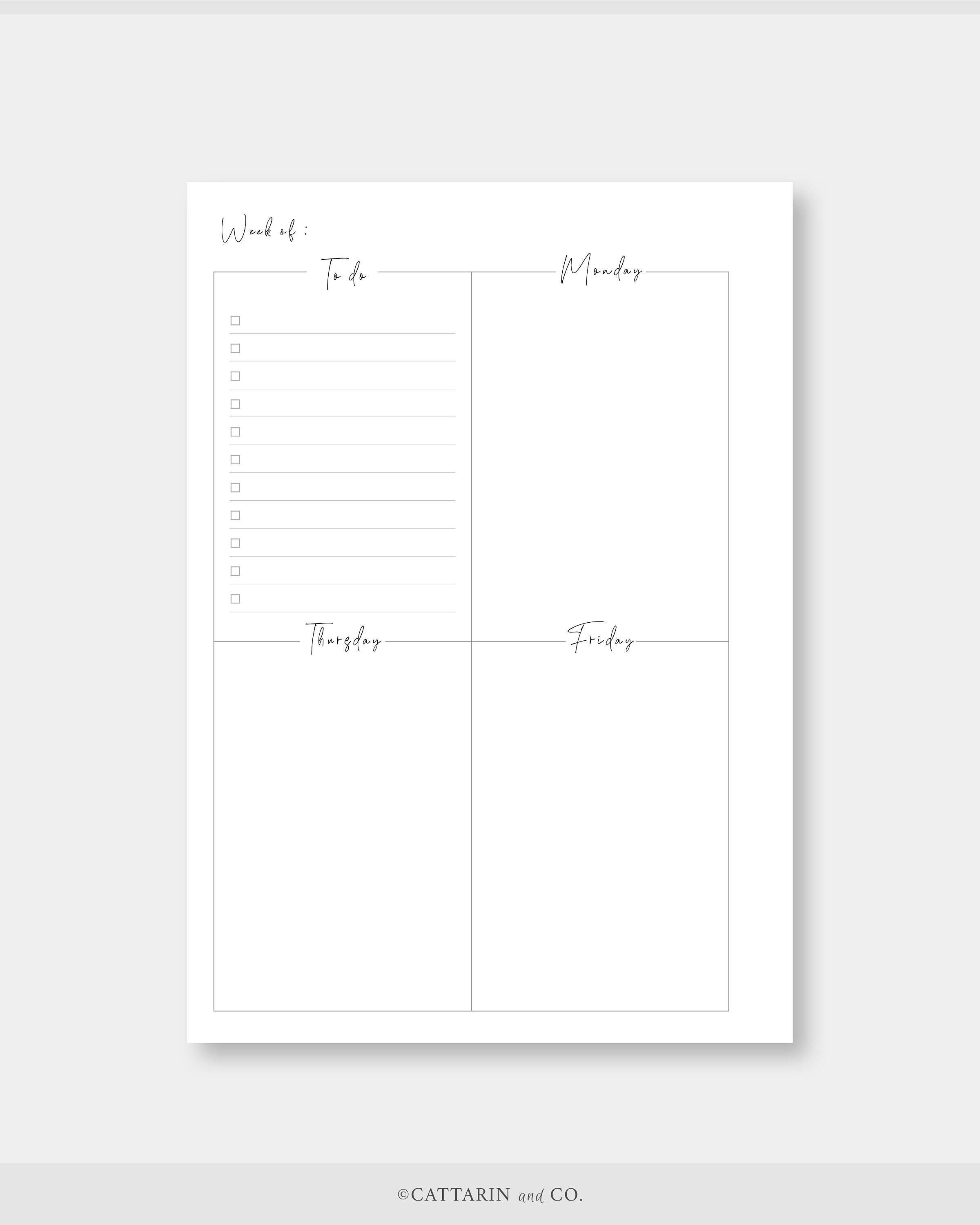 Personal Wide, Weekly Planner Printable | Week on Two Pages Wo2p ...