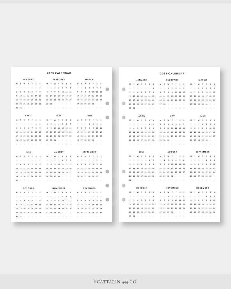 Half Letter 2022 2023 Yearly Calendar Printable Year at a - Etsy New