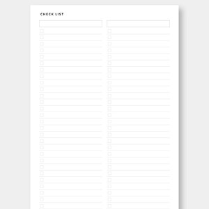 A4 | US Letter, Check List Printable | Blank to Do List Template | Task ...