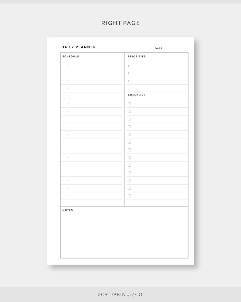 Half Letter Daily Planner Printable Day on One Page - Etsy
