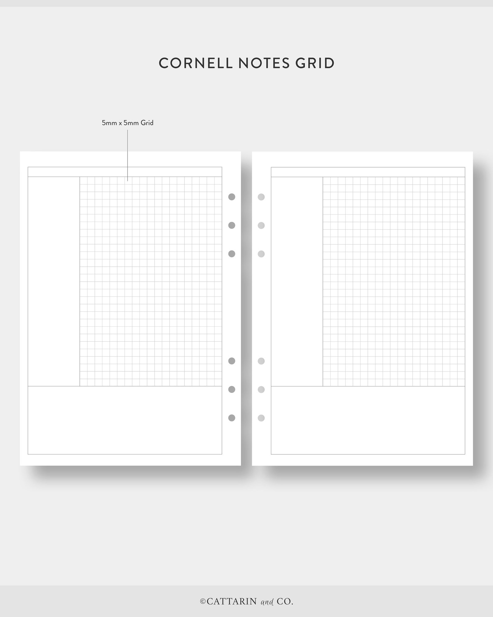 A5, Cornell Notes Template | Grid Pattern, Lined Paper | College ...