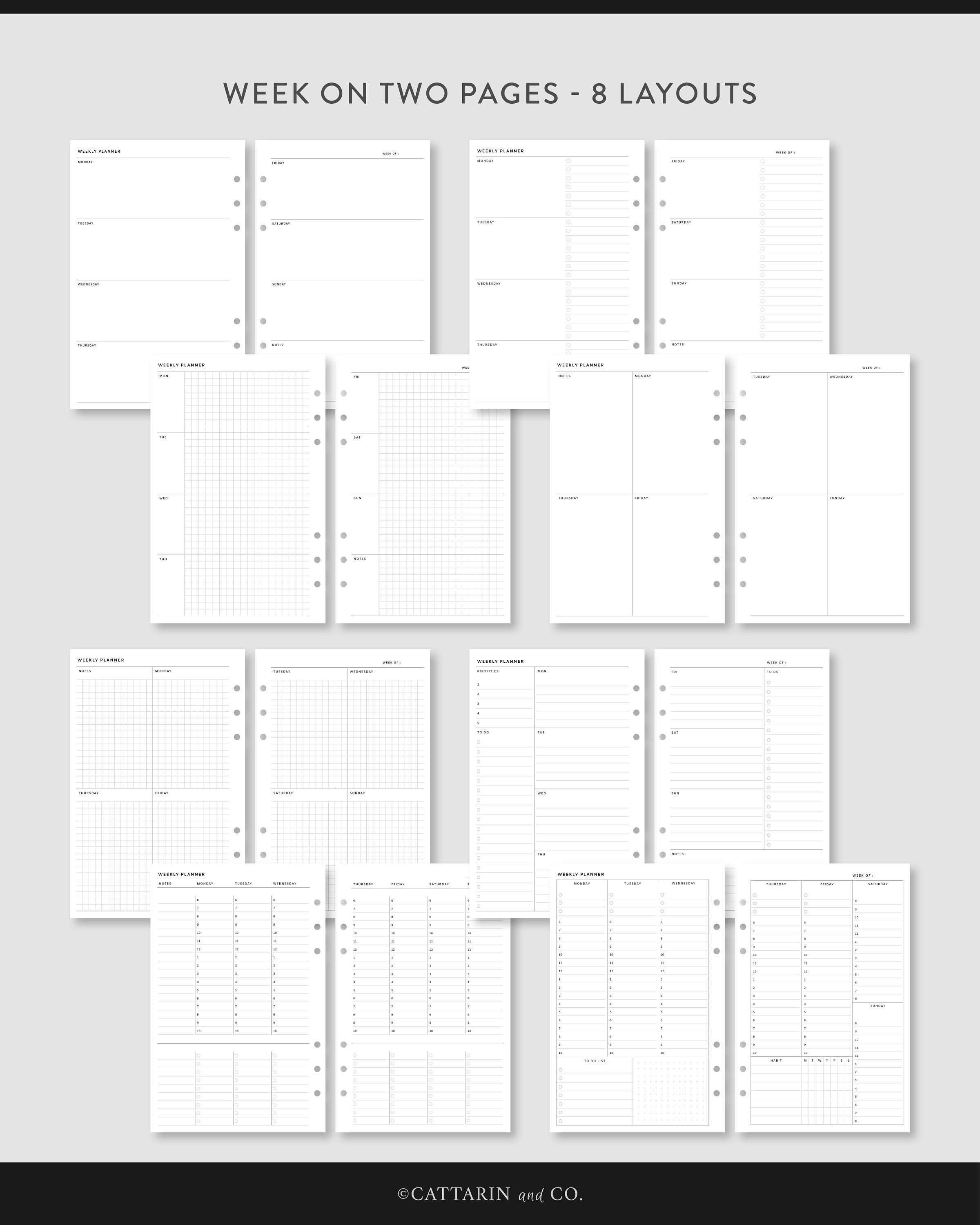 Half Letter, Undated Planner Bundle Printable Planner Kit Yearly ...