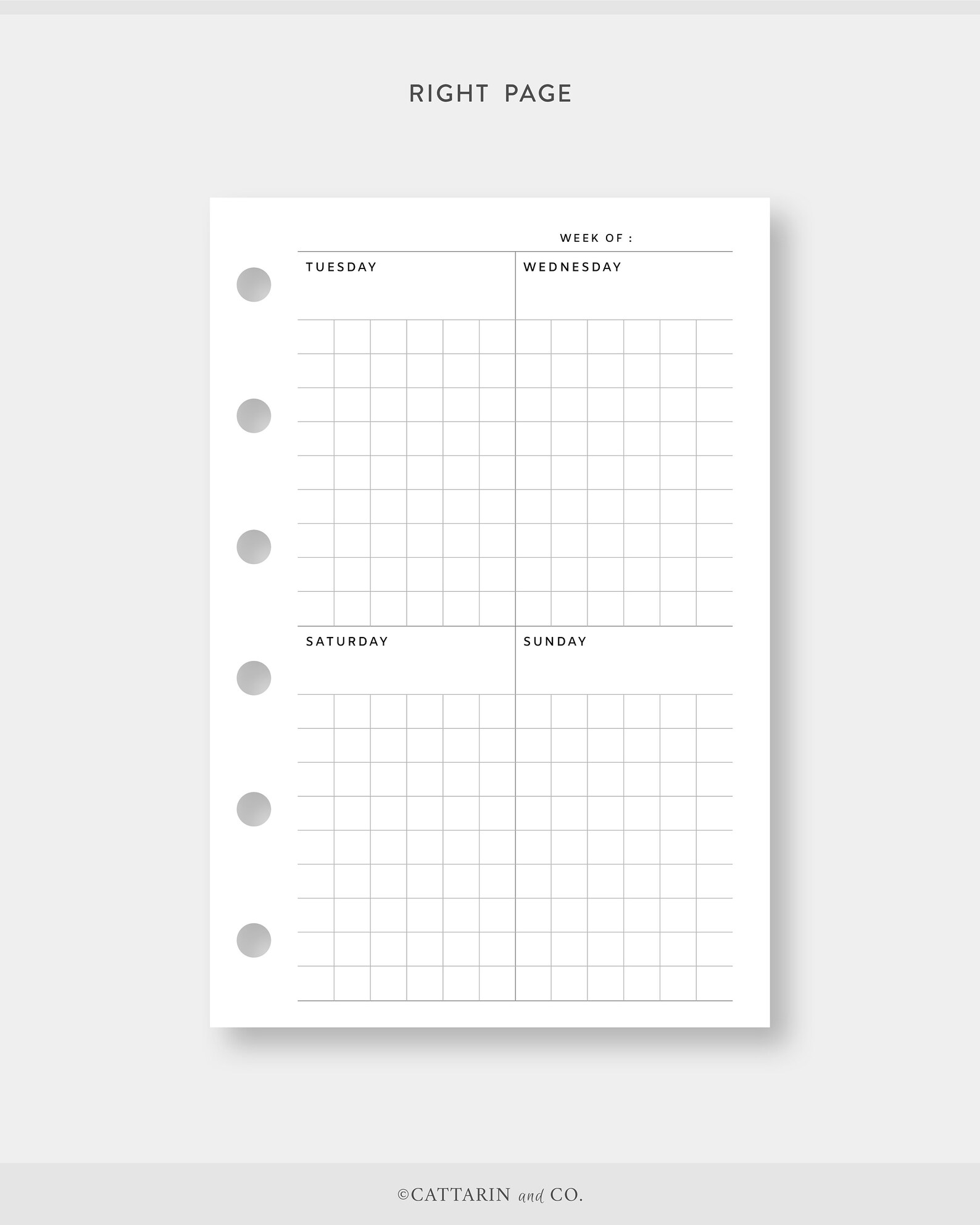 Pocket, Weekly Planner Printable Vertical Grid Week on Two Pages ...