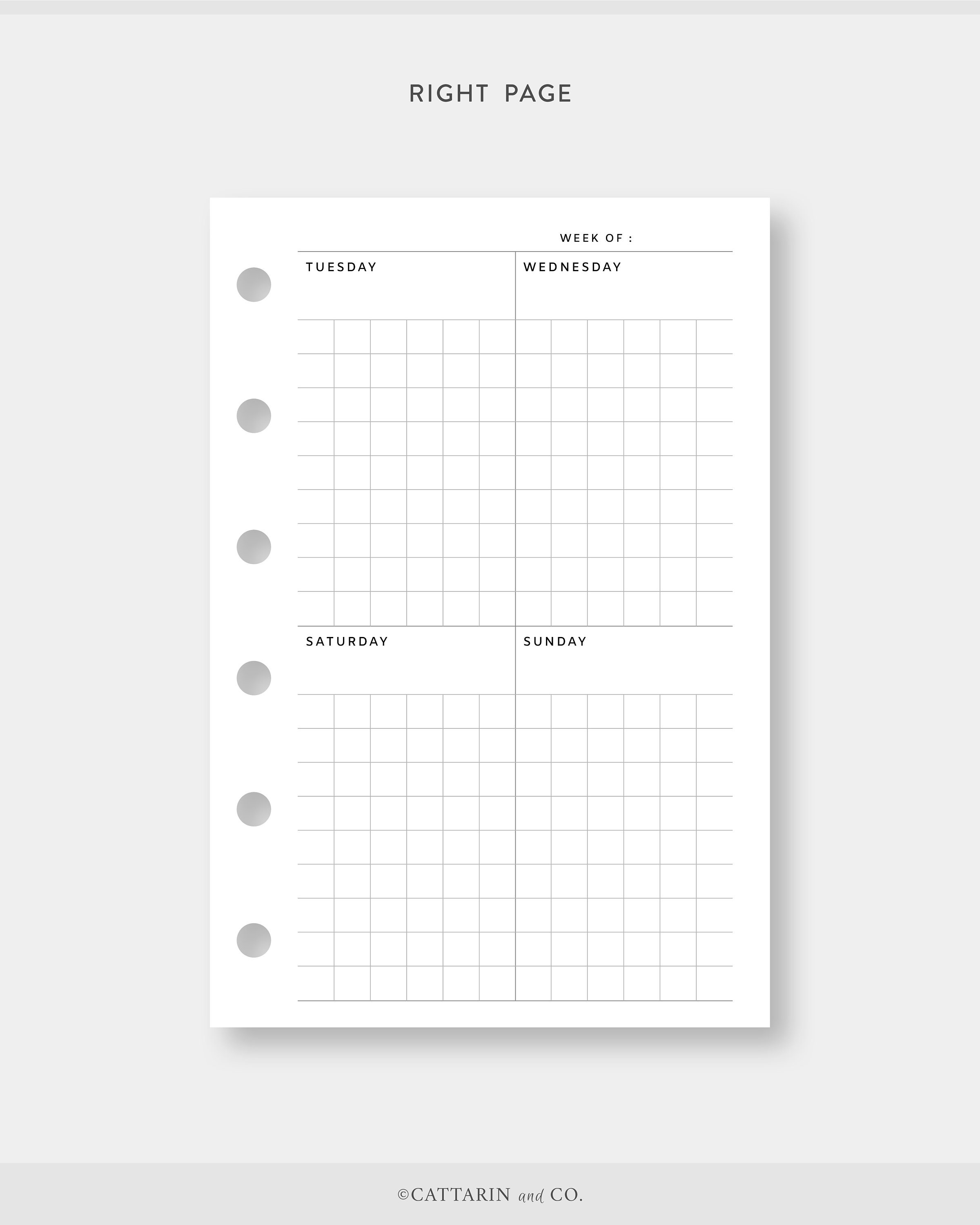 Pocket, Weekly Planner Printable Vertical Grid Week on Two Pages ...
