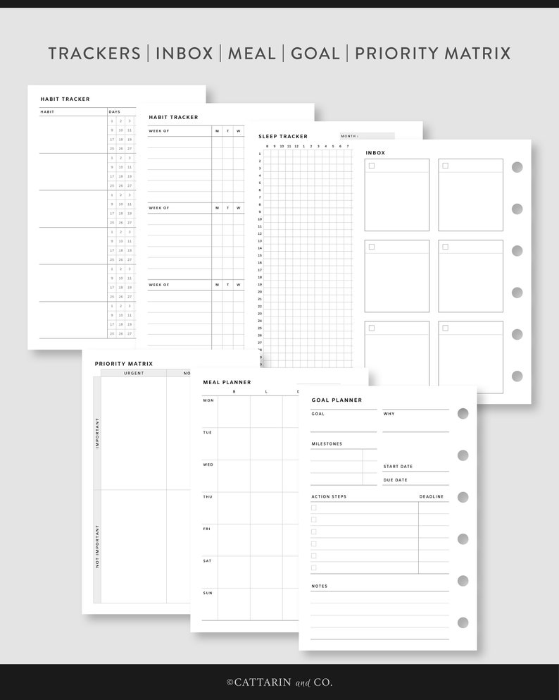 Pocket, Undated Planner Bundle | Printable Planner Kit | Yearly ...