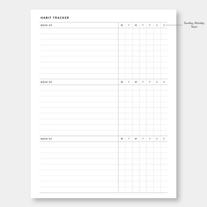 A4 | US Letter, Weekly Habit Tracker Printable | Routin Track | Simple ...