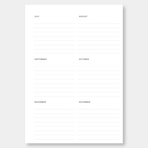 A5, Yearly Overview Printable | Year on Two Pages | Year at a Glance ...