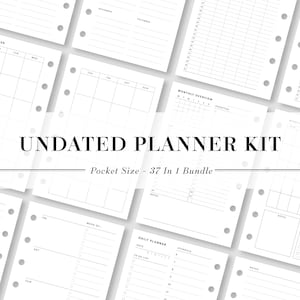 Pocket, Undated Planner Bundle | Printable Planner Kit | Yearly, Monthly, Weekly, Daily Planner | Guided Journal