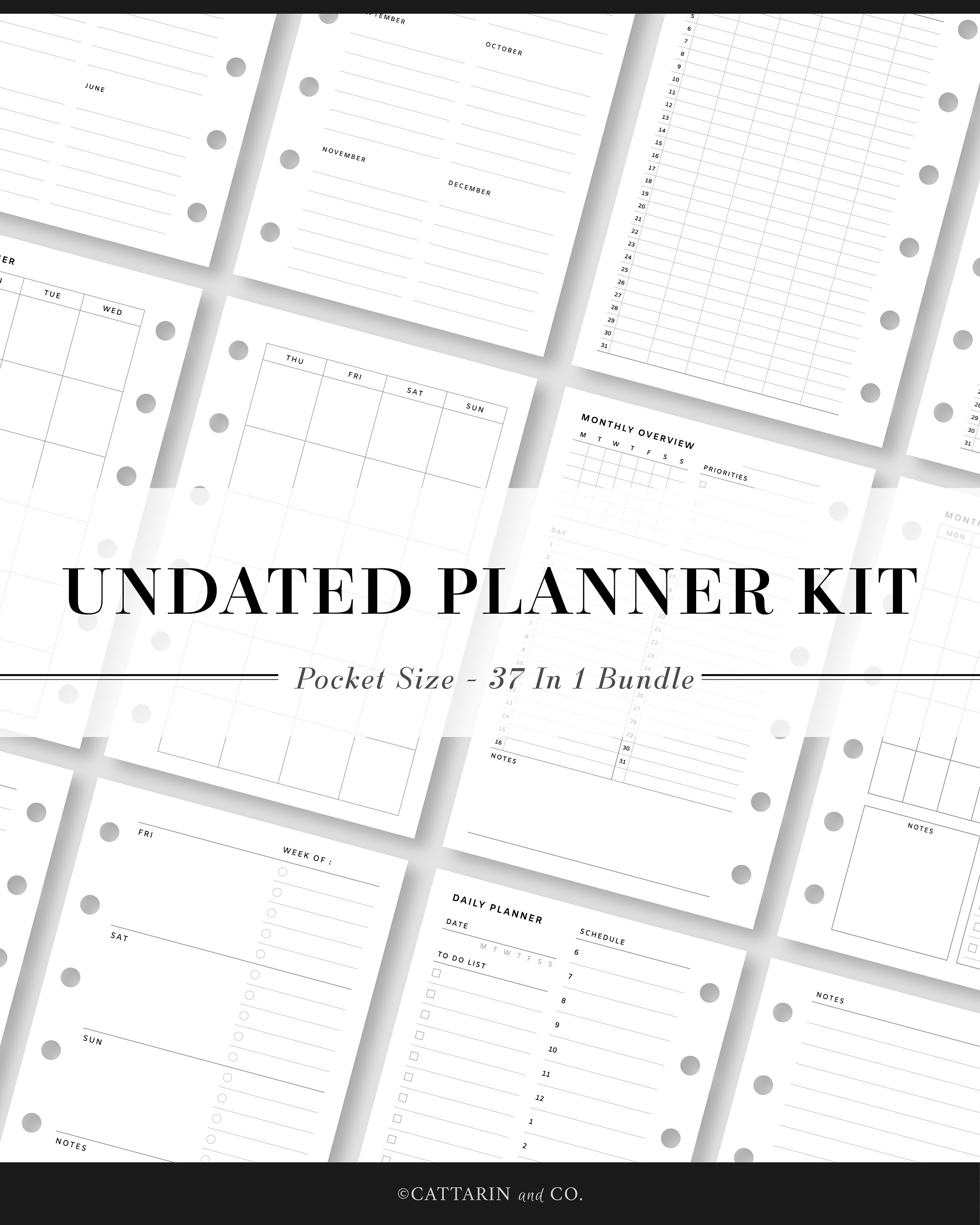 Pocket, Undated Planner Bundle | Printable Planner Kit | Yearly ...
