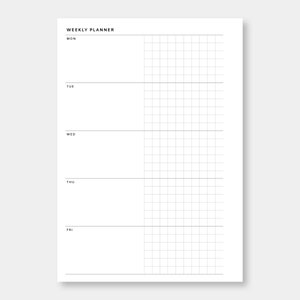 Personal Wide, Weekly Planner Printable | Monday - Friday Grid Layout ...