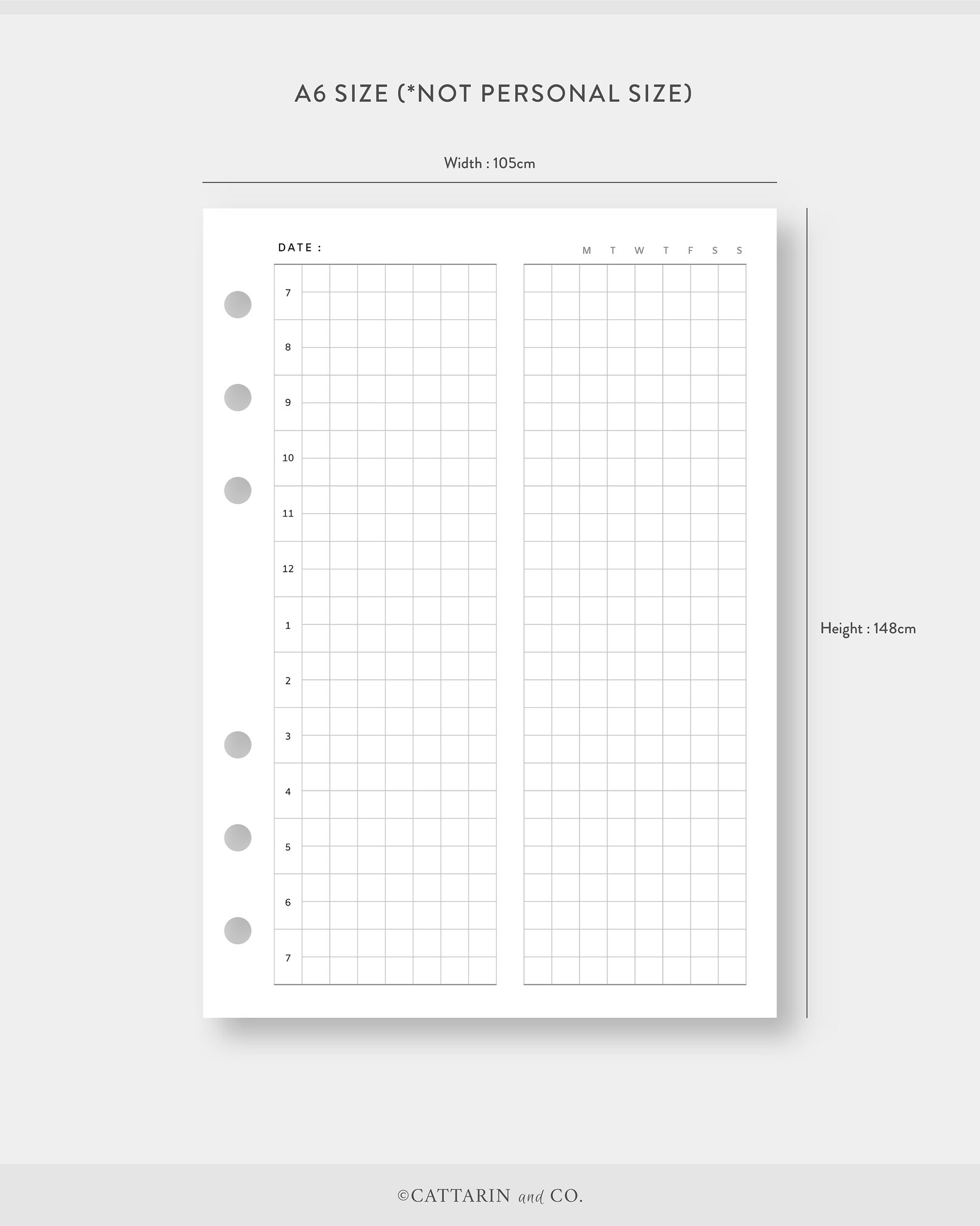 A6 Daily Planner Printable Grid Notes Day on One Page | Etsy