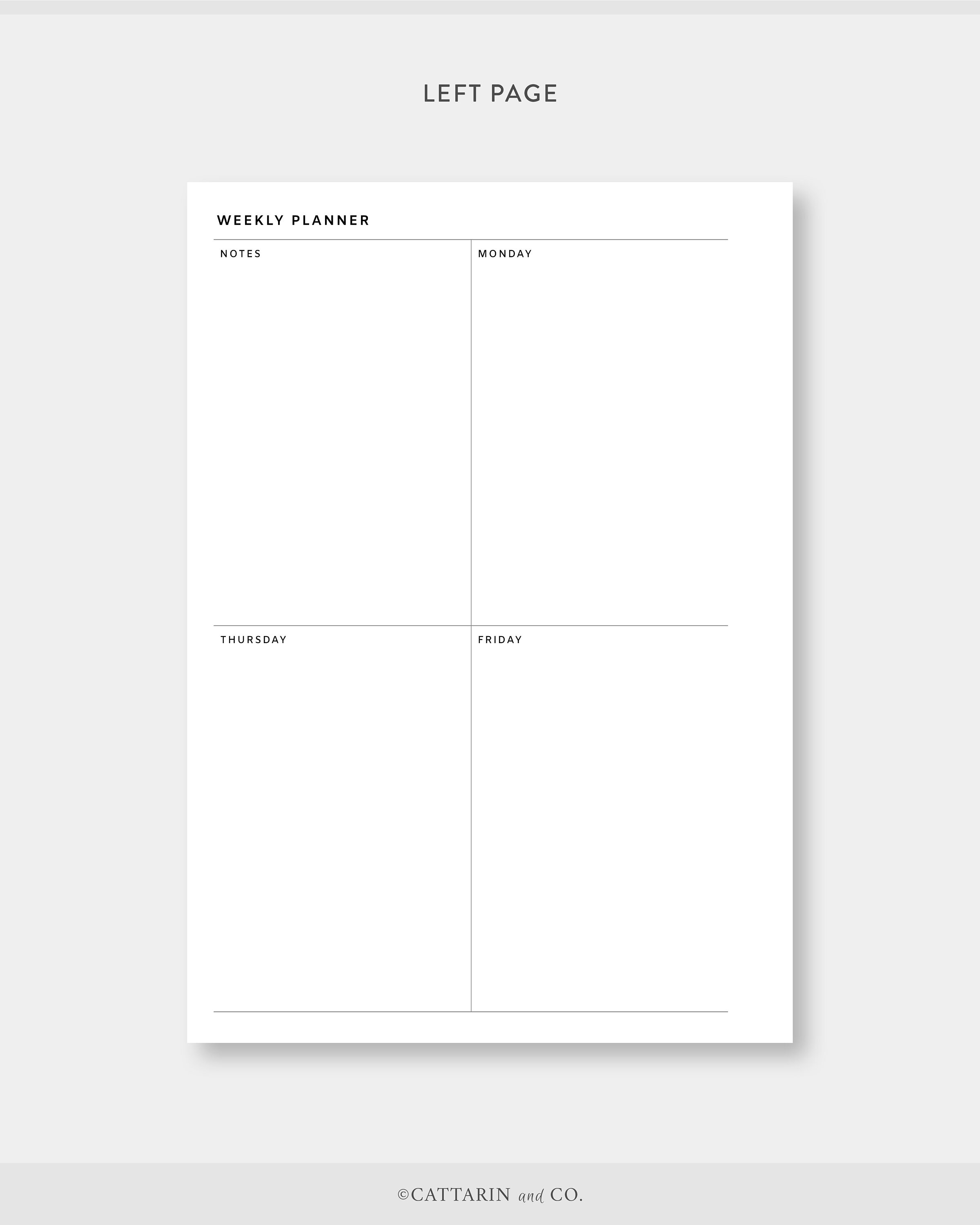 Personal Wide, Weekly Planner Printable Week on Two Pages Undated ...