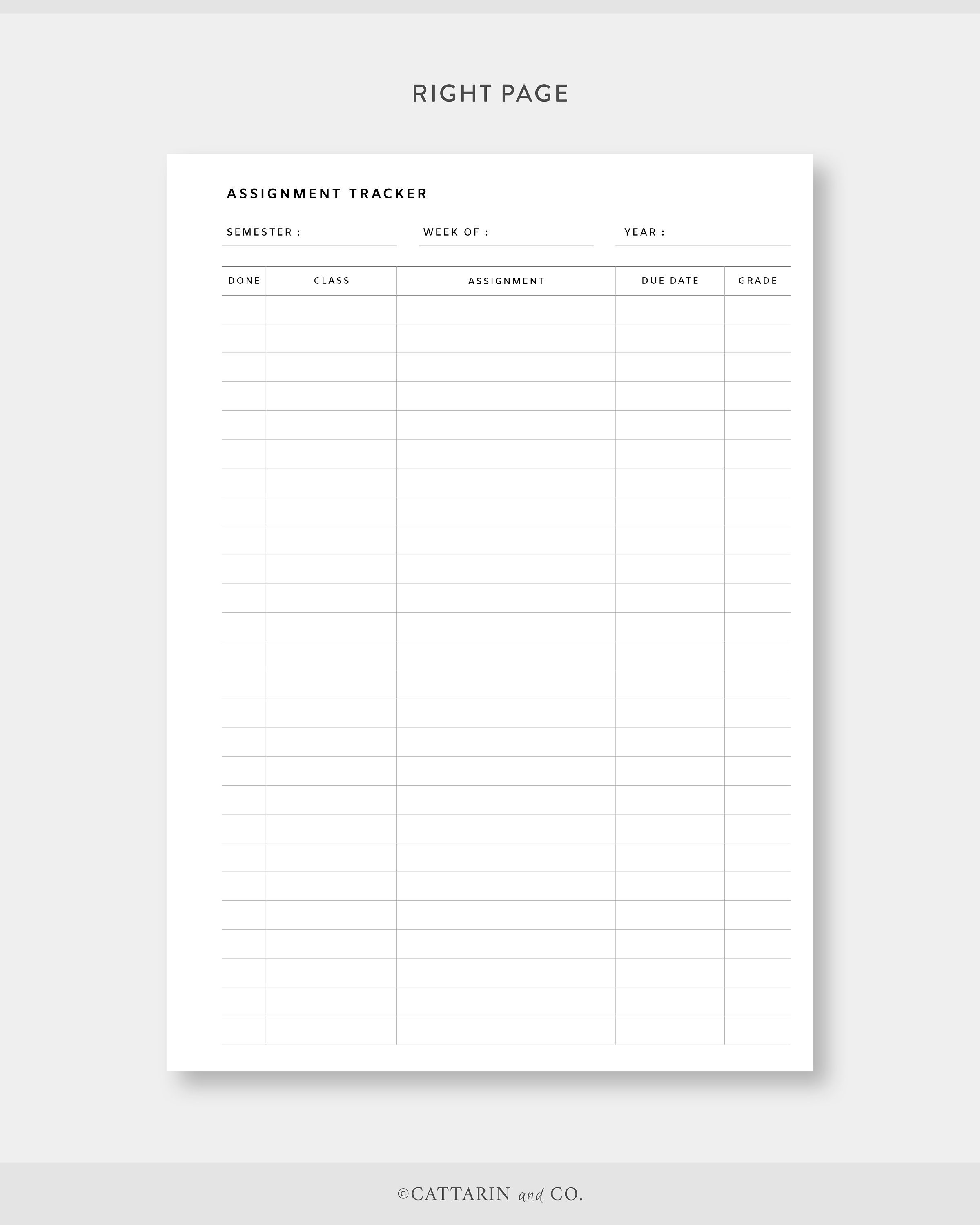 A5, Assignment Planner &amp; Tracker Printable Homework, Study Planner ...