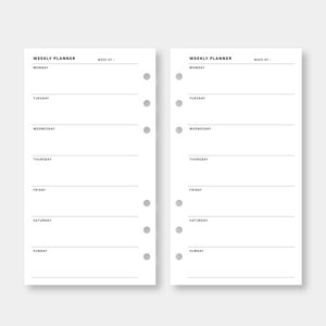 Personal, Weekly Planner Printable | Week on One Page | Undated ...