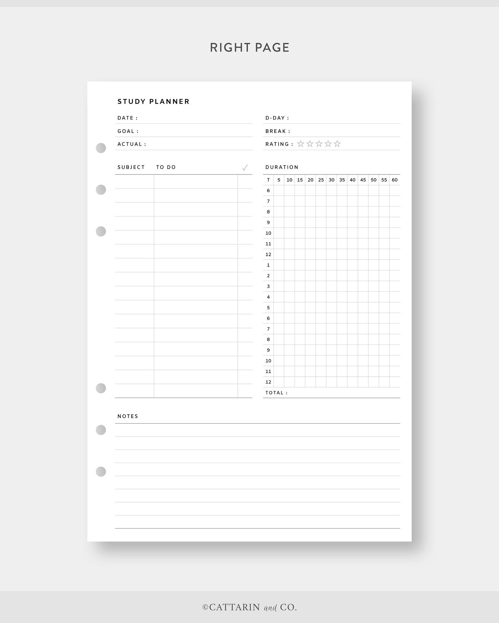A5 Study Planner Printable Daily Study Session Template 5 | Etsy
