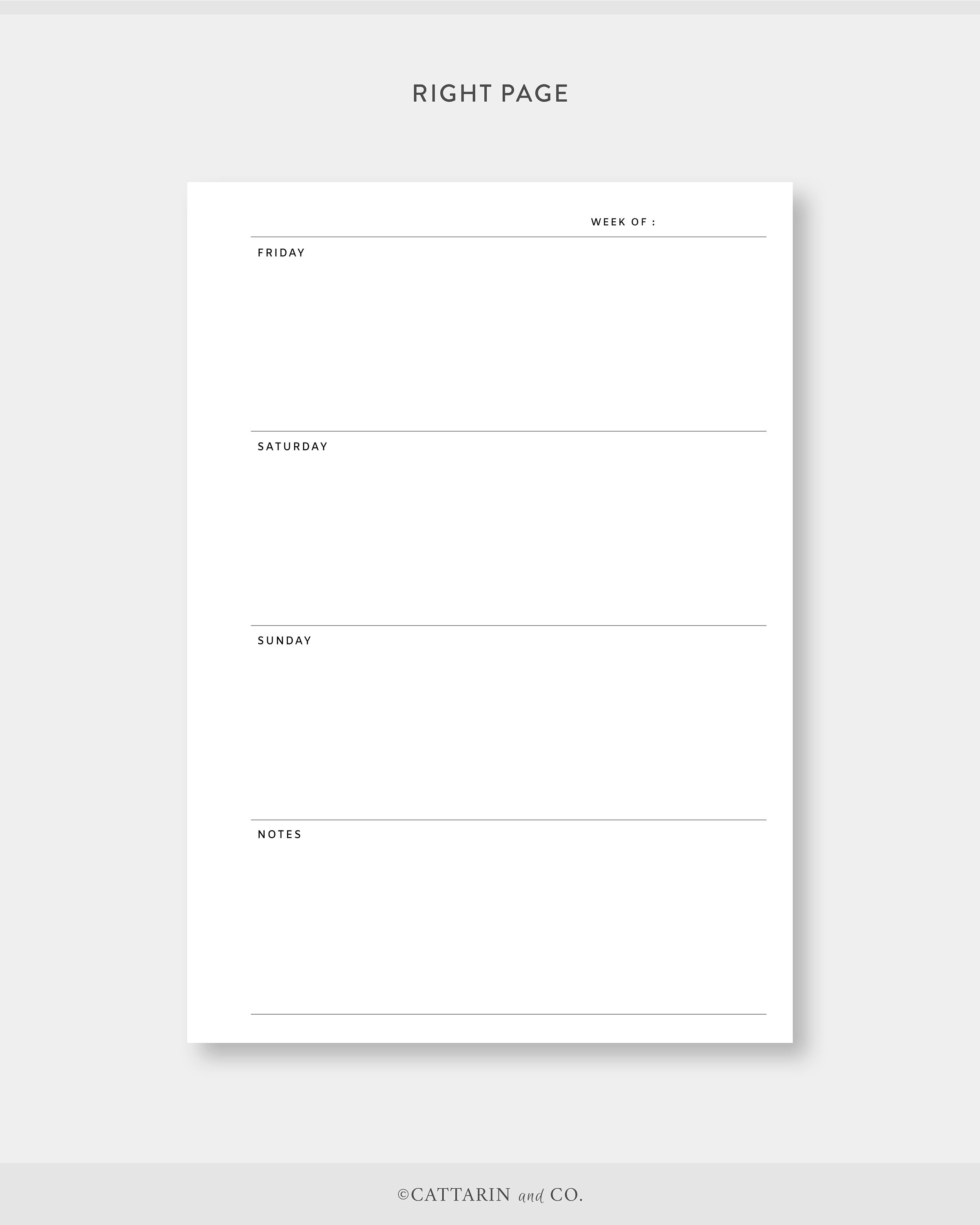 Personal Wide, Weekly Planner Printable Week on Two Pages Undated ...
