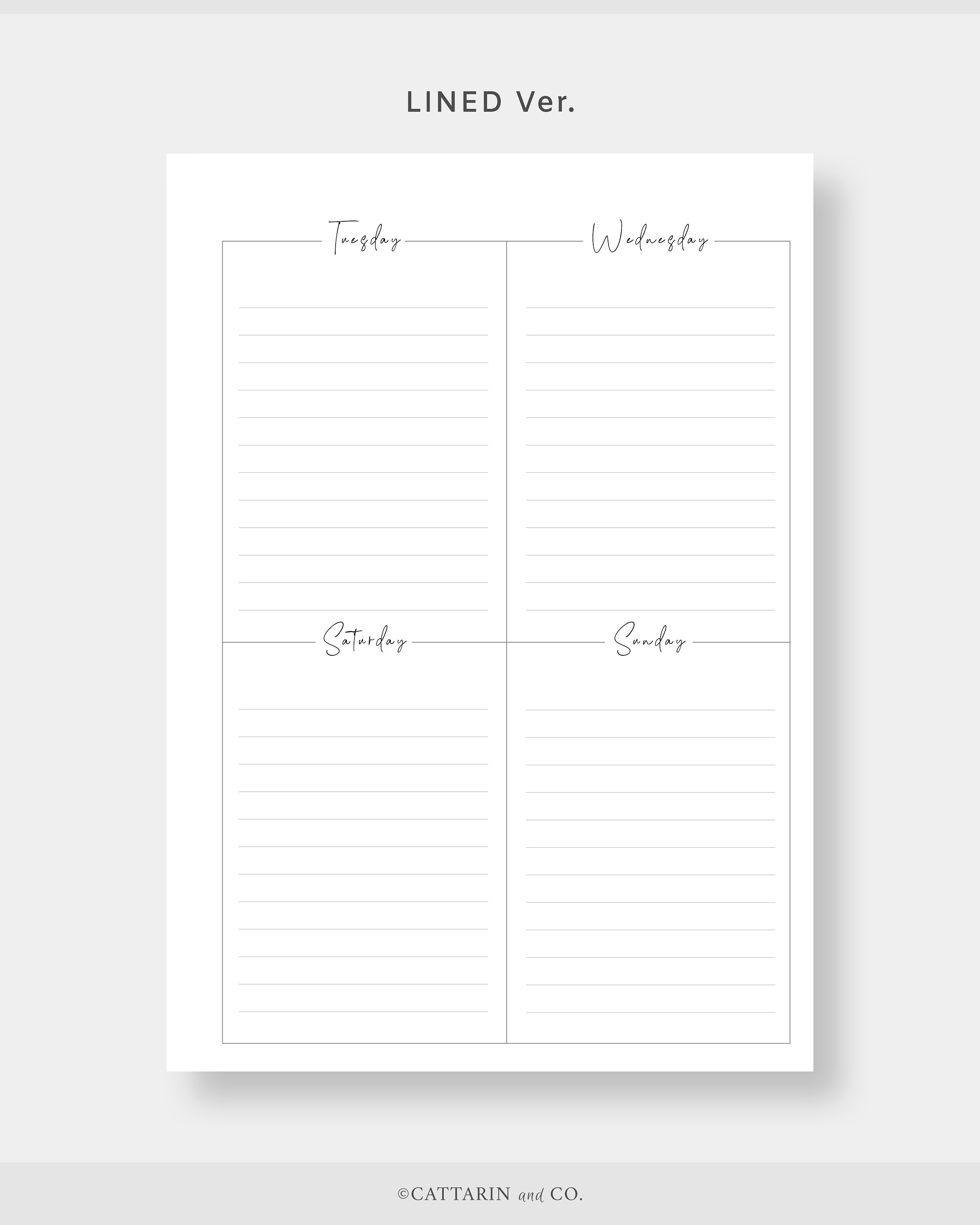 A5, Weekly Planner Printable Week on Two Pages Wo2p Undated Template ...