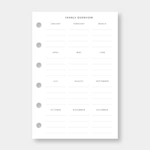 Pocket, Yearly Overview Printable | Year at a Glance | Annual Planner ...