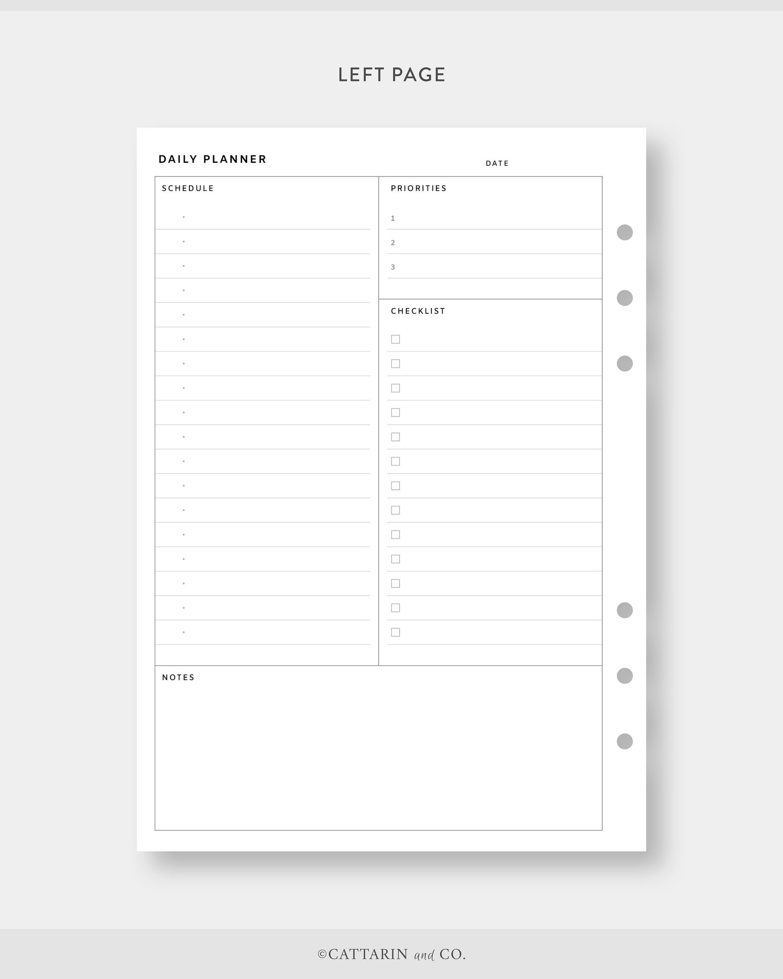 A5, Daily Planner Printable | Day on One Page | Undated Simple Template ...
