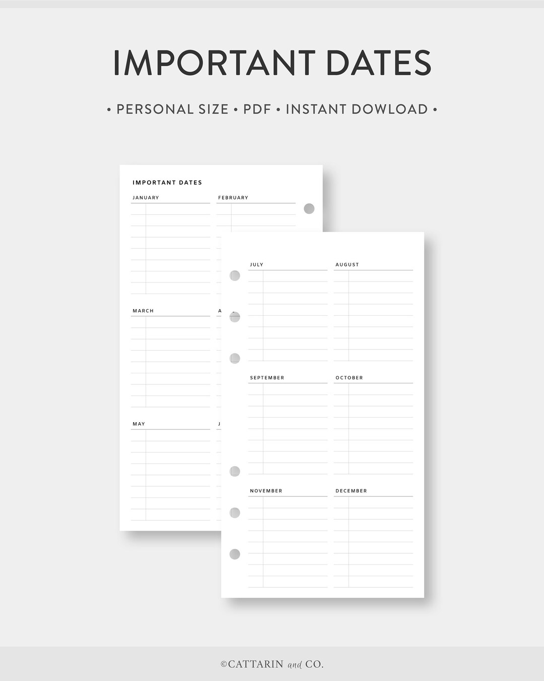 Personal, Important Dates Printable | Birthday Tracker, Anniversaries ...