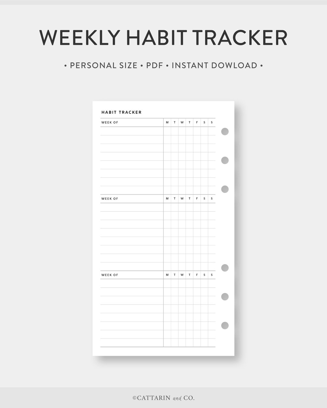 Personal, Weekly Habit Tracker Printable | Routin Track | Simple ...