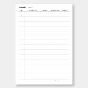 A4 | US Letter, Savings Tracker Printable - Etsy