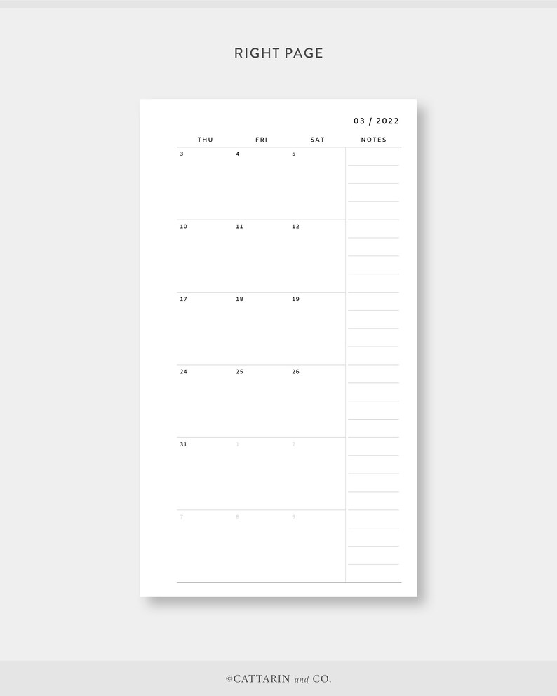 Personal 2022 Dated Monthly Planner Printable Calendar Etsy