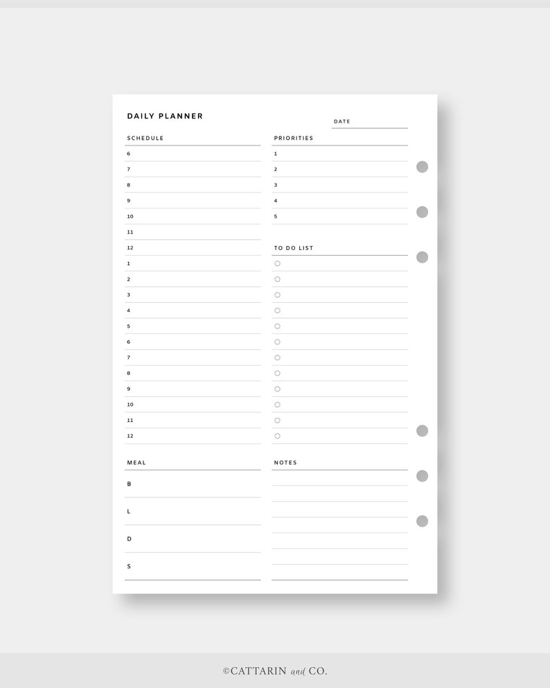 Half Letter, Daily Planner Printable Fillable , Editable Day on One ...