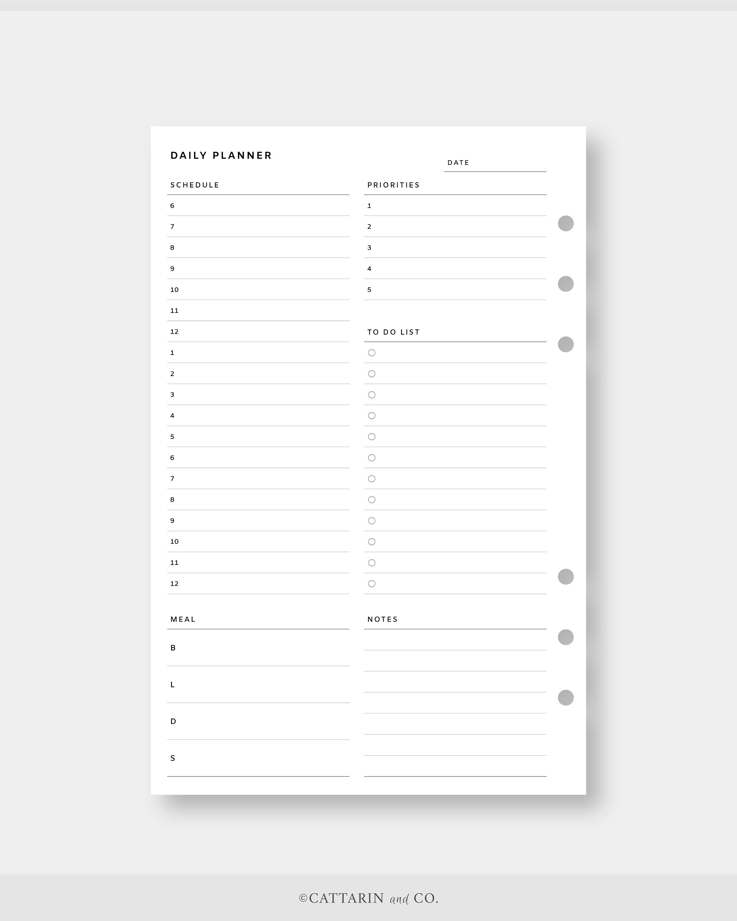 Half Letter, Daily Planner Printable Fillable , Editable Day on One ...
