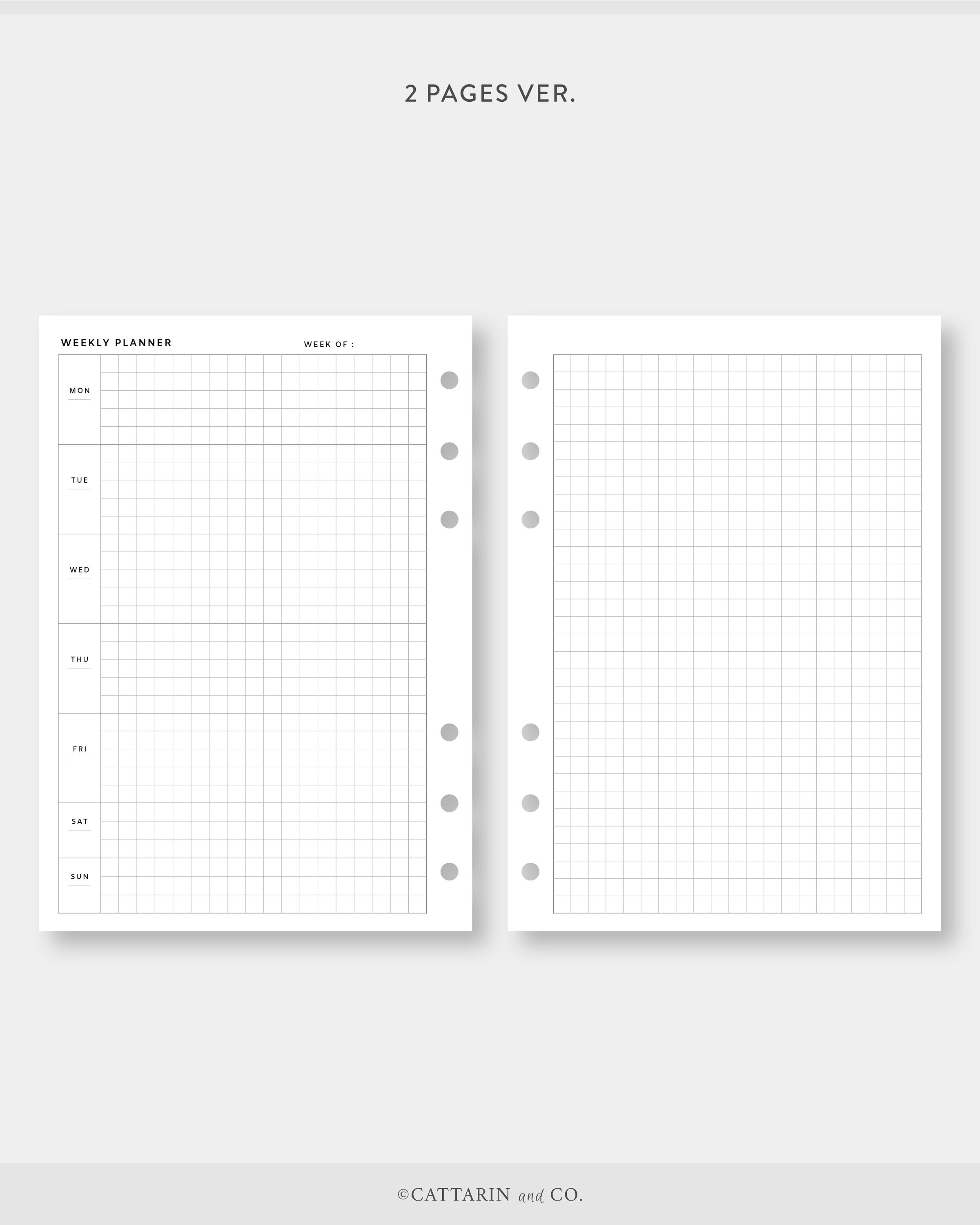 Personal Wide, Undated Weekly Planner Grid Paper | Week on Two Pages ...