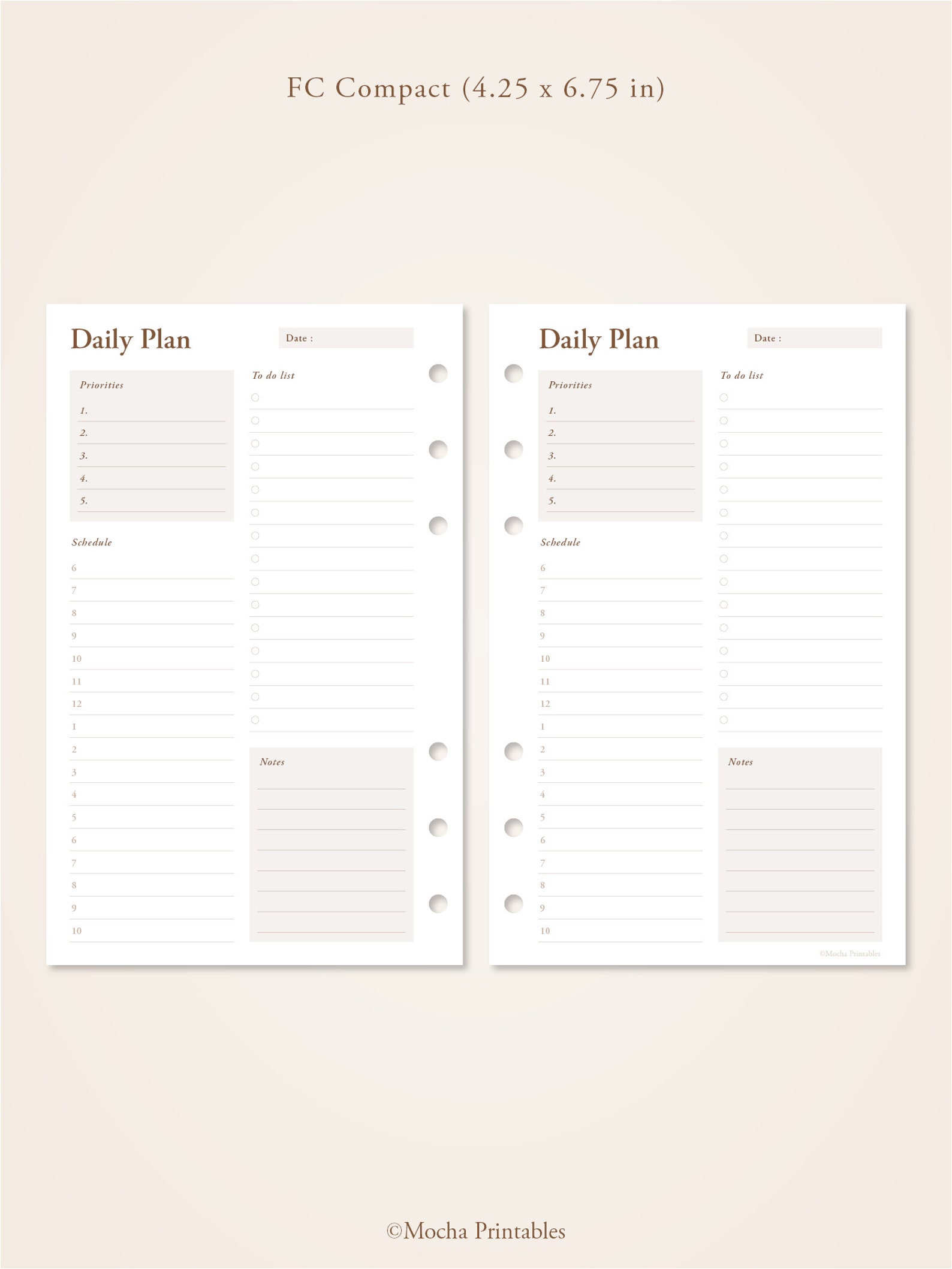 Daily Planner Printable | Day on One Page | A4, A5, US Letter, Half ...