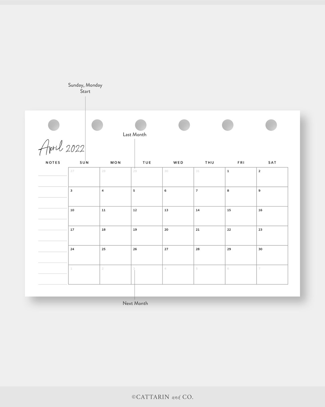 Bolsillo 2022 Planificador Mensual Calendario Imprimible Etsy