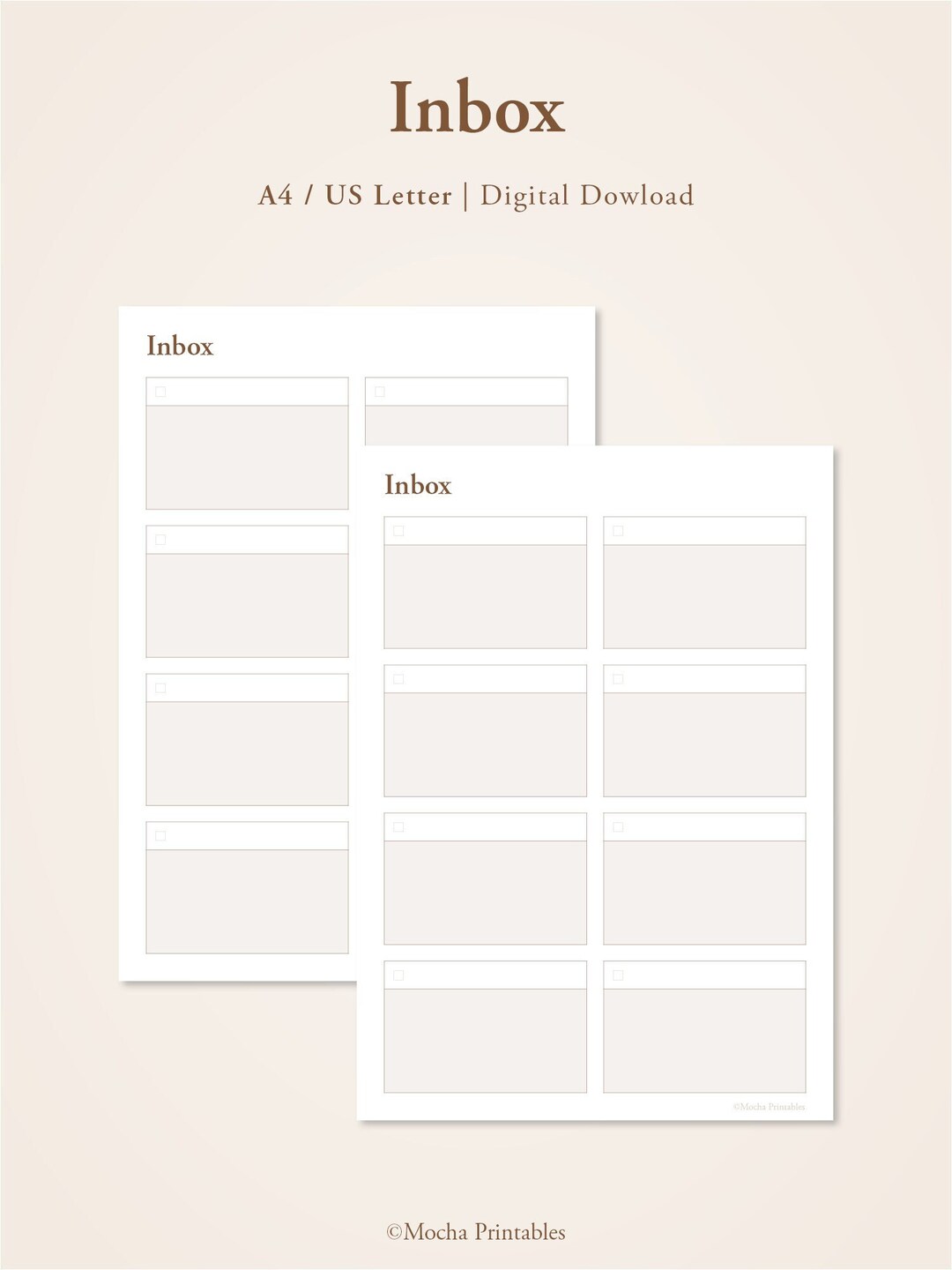 A4 US Letter, Inbox Dashboard Printable Inbox Tracker Template Brain ...