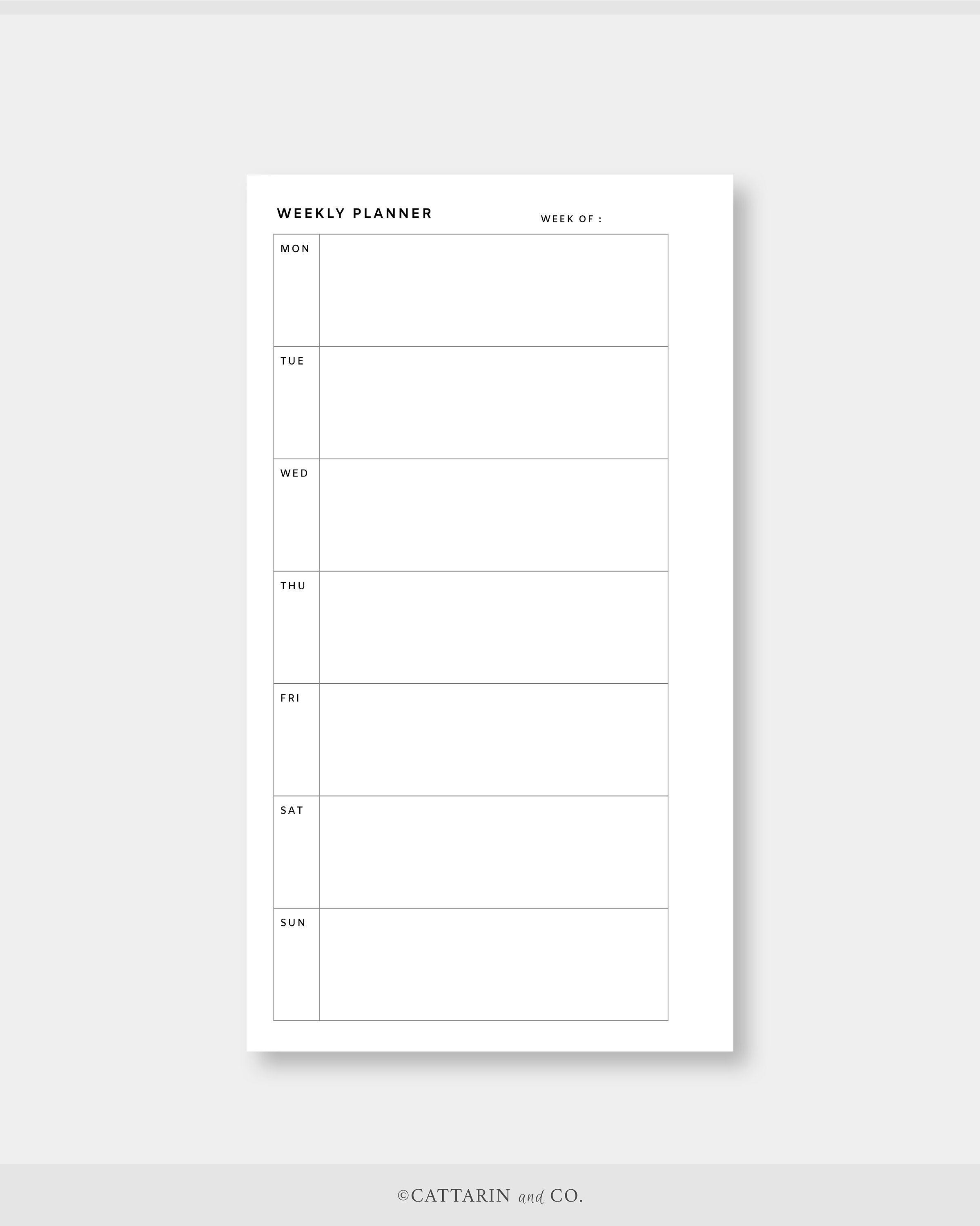 Personal, Weekly Planner Printable Grid Paper | Week on Two Pages ...
