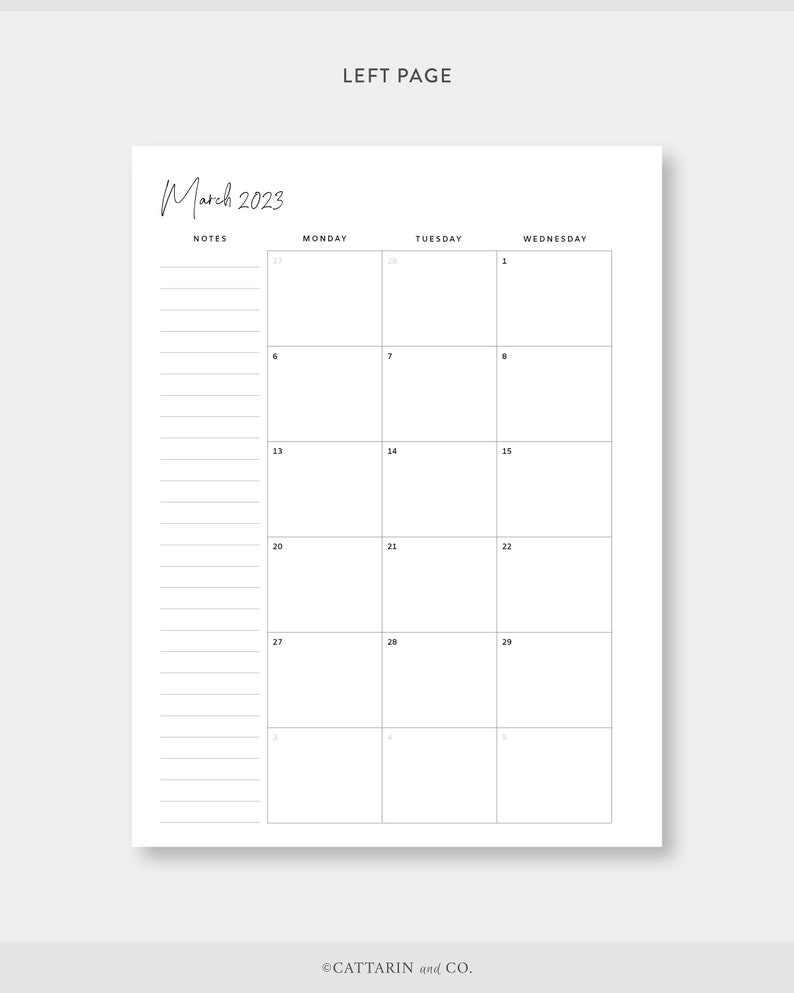 B6 2022 2023 Monthly Planner Printable Calendar Month on Etsy