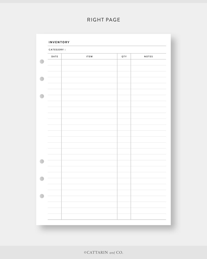 A5, Inventory Tracker Printable | Inventory Log List Vertical Business ...